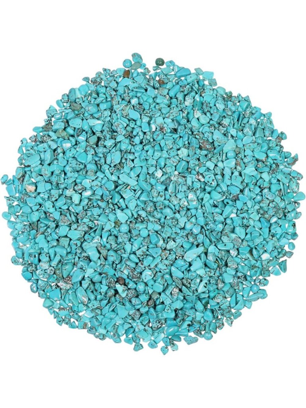Natural Howlite Turquoise Tumbled Chips - Irregular Crushed Stones, 1 lb (460g)